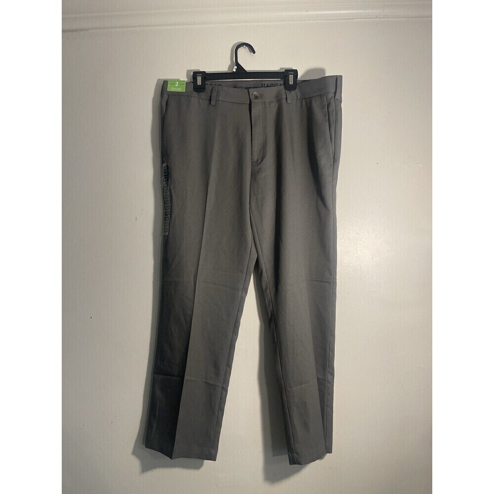 NWT Haggar Pro Classic Fit Flat Front Heather Grey Dress Pants Men’s 40X30